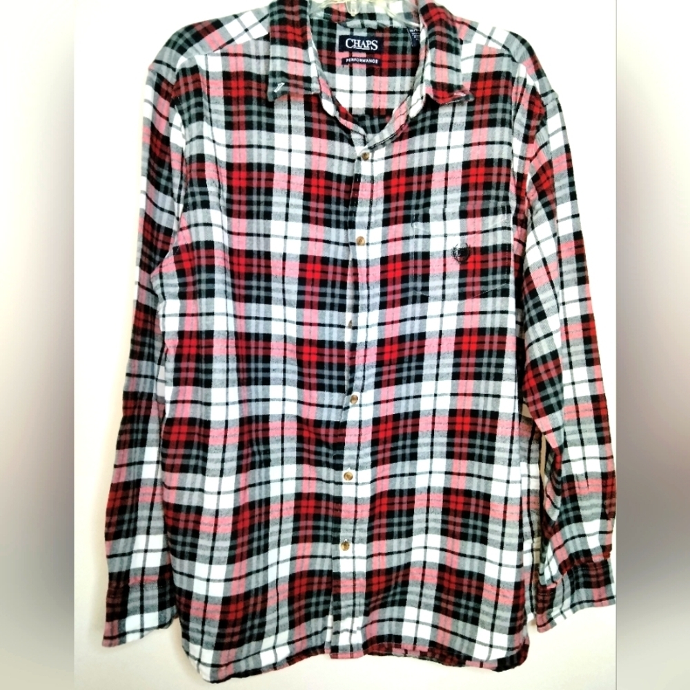 Chaps (Size XL) Multicolored Plaid Button Down Front Shirt